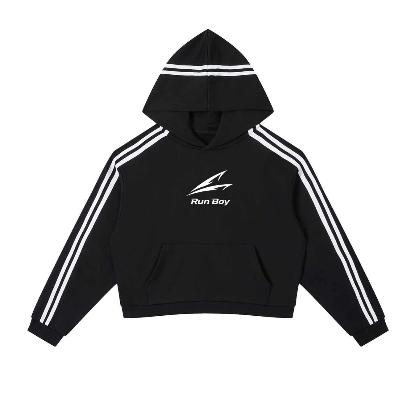 Contrast Side Stripe Cropped Hoodie