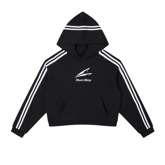 Contrast Side Stripe Cropped Hoodie